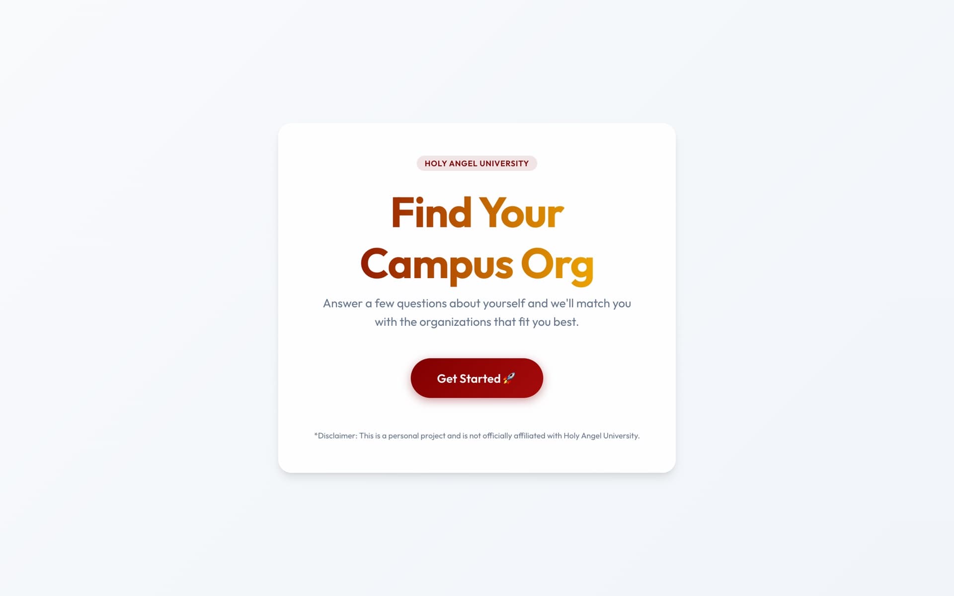 HAU Org Finder on desktop