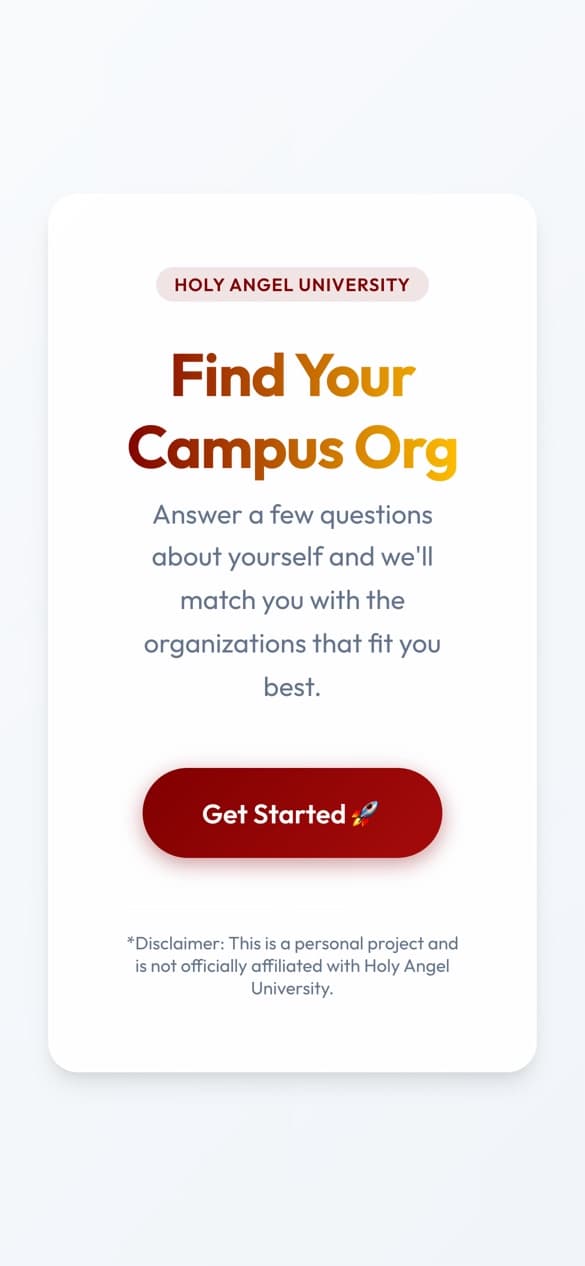 HAU Org Finder on mobile