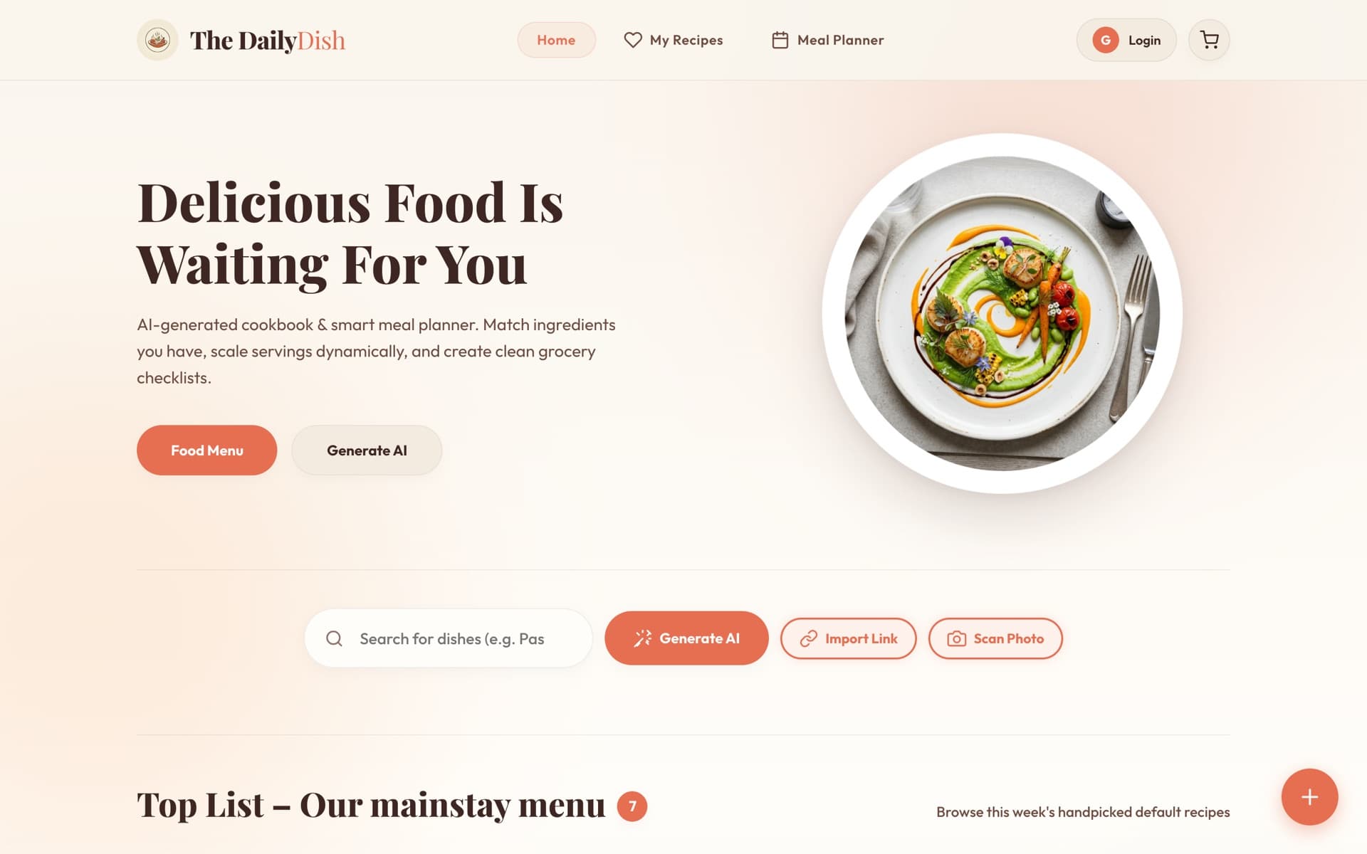 The Daily Dish on desktop