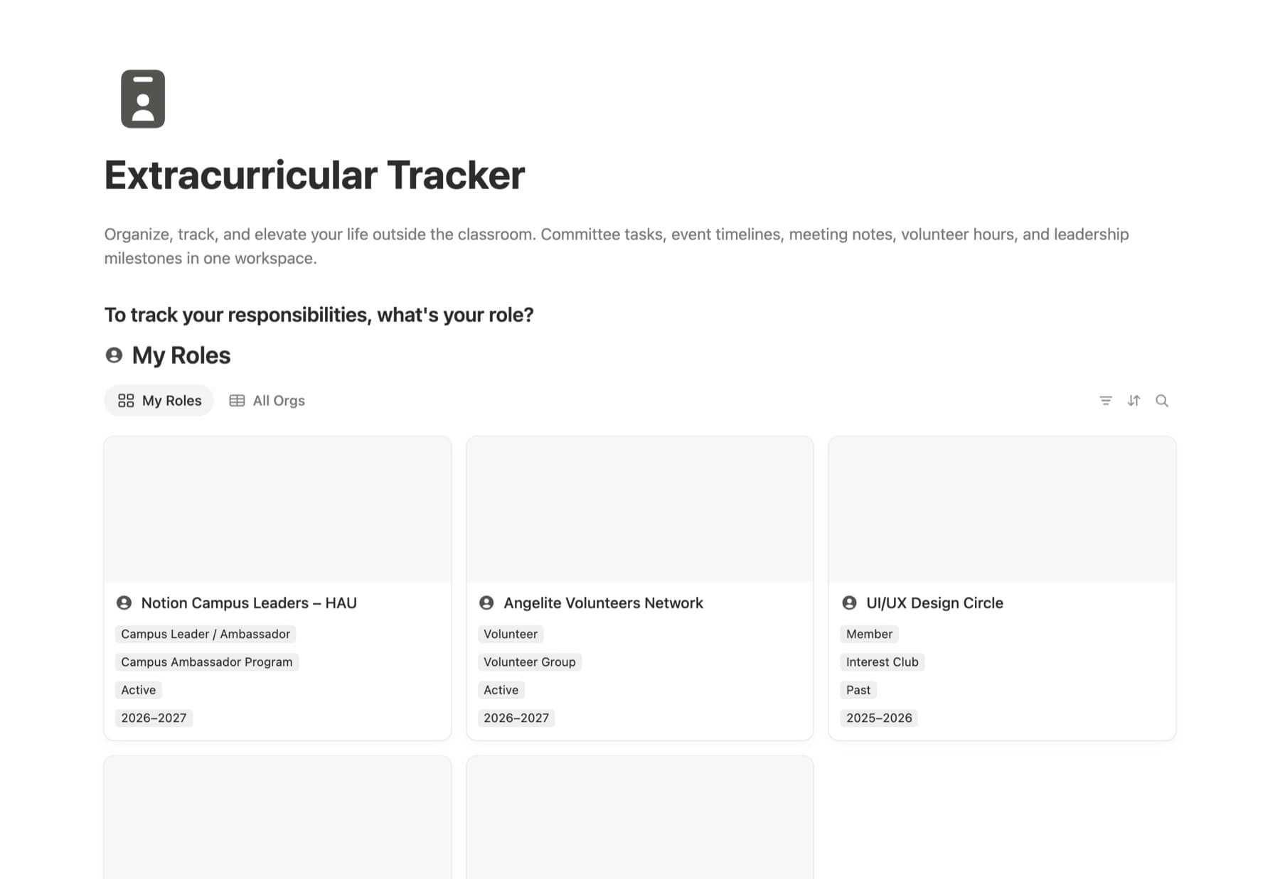 Extracurricular Tracker preview